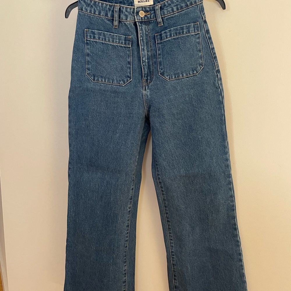 ROLLA'S Blue High-Rise Wide-Leg Sailor Jean